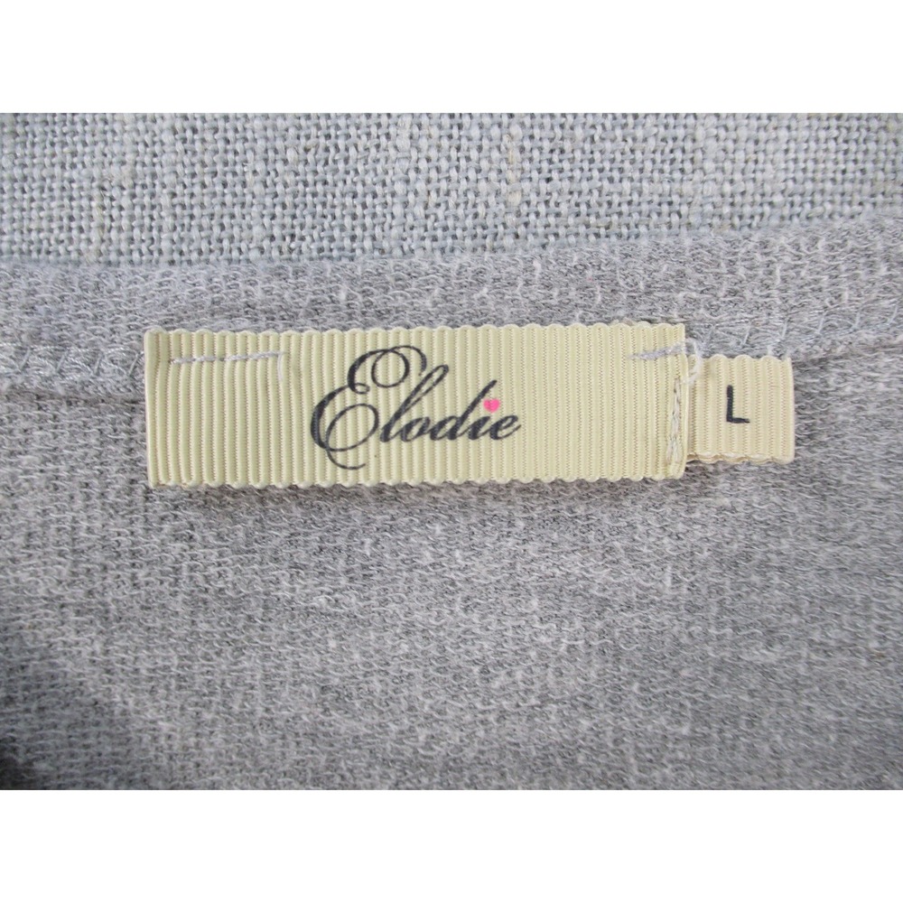 Elodie Womens Gray Split Back Mixed Media Chiffon Hem Short Sleeve Top Large - Picture 3 of 9